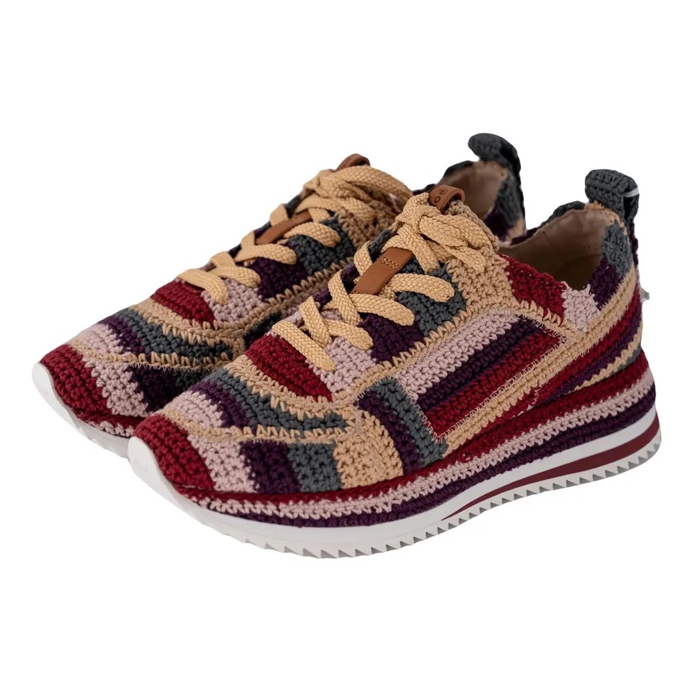 Chloe Myha Crocheted Multicolor Knit Sneakers